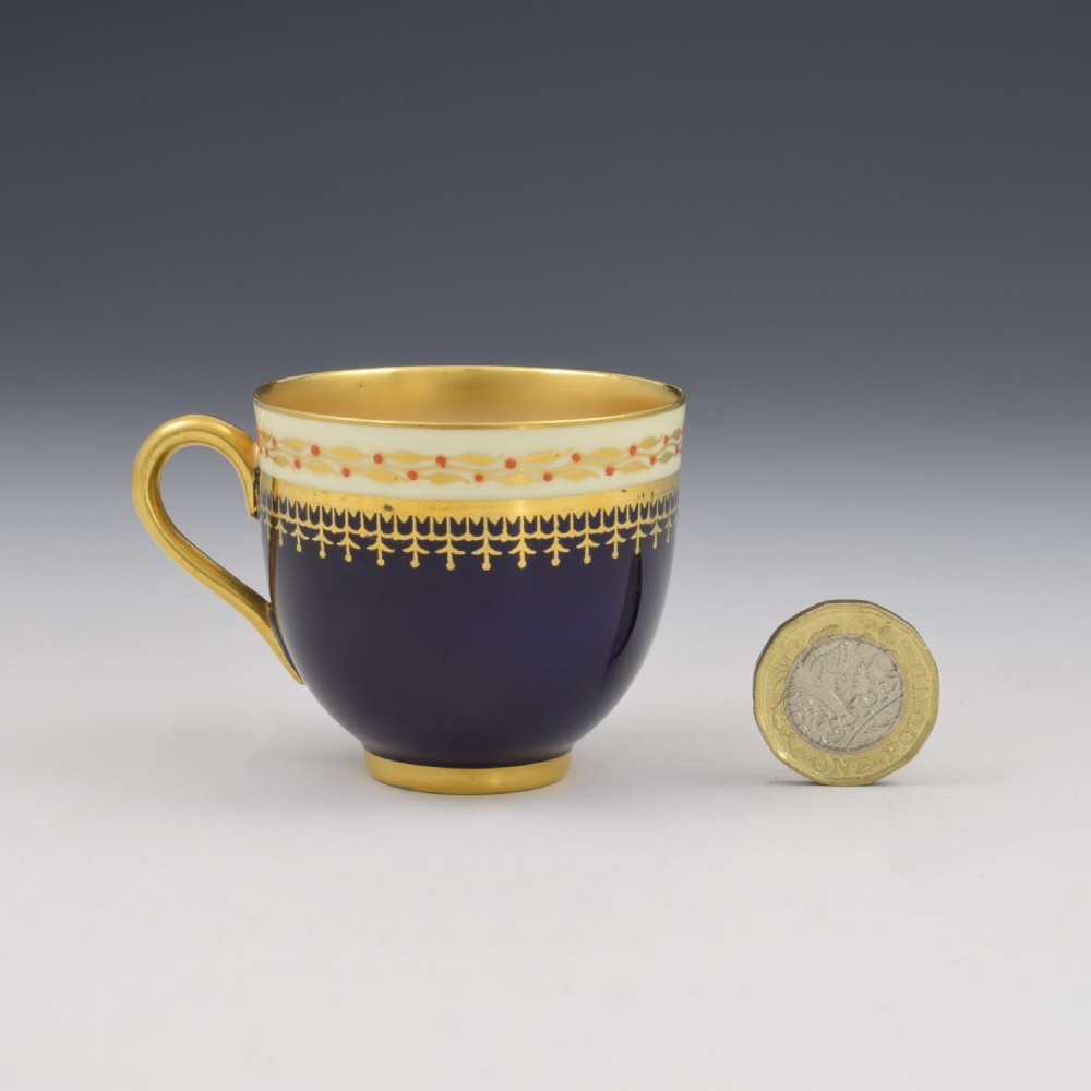 Royal Worcester Harrods Art Deco Miniature Jewelled Cup & Saucer View III