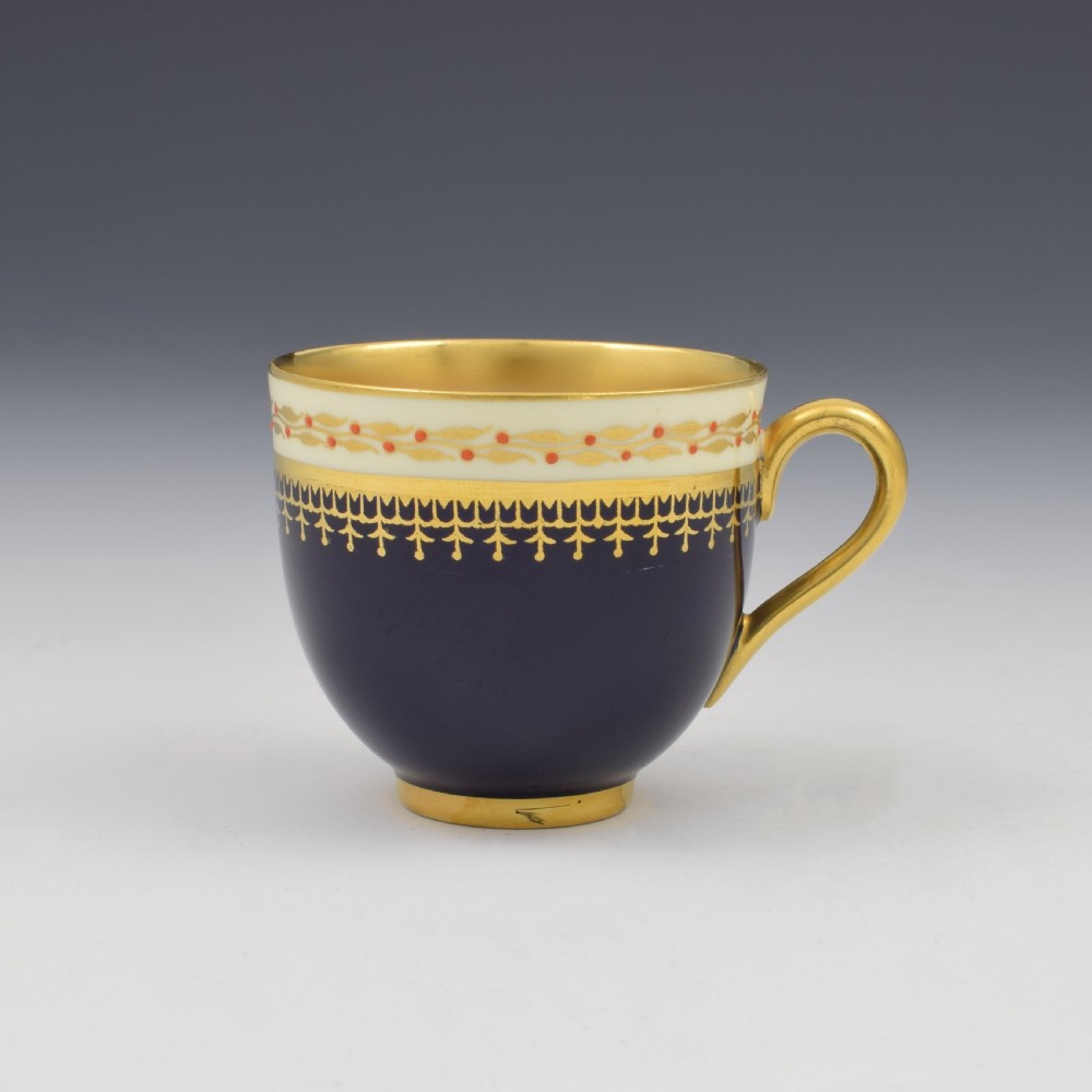 Royal Worcester Harrods Art Deco Miniature Jewelled Cup & Saucer View V