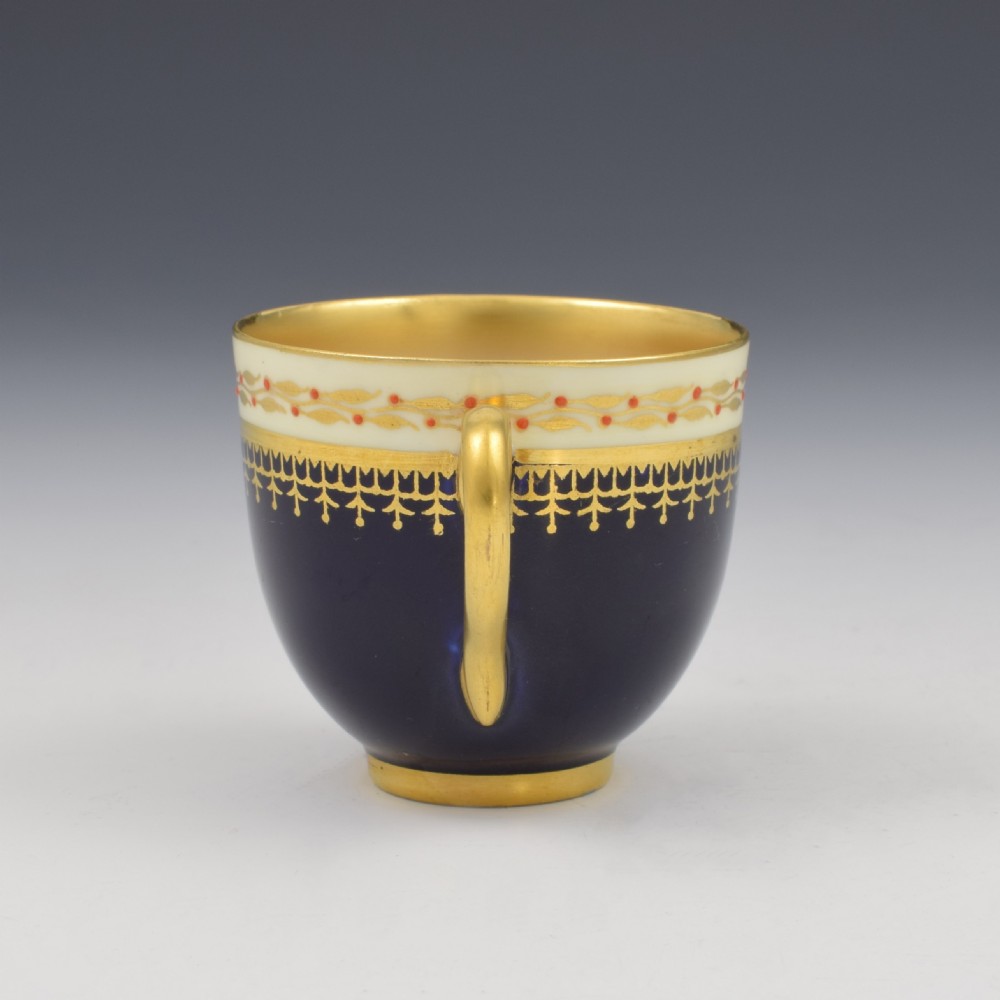 Royal Worcester Harrods Art Deco Miniature Jewelled Cup & Saucer View VI