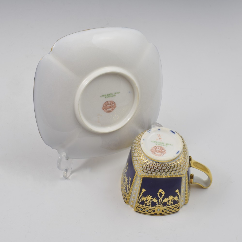 Edwardian Copeland Porcelain Jewelled Demitasse Coffee Cup & Saucer View XIV