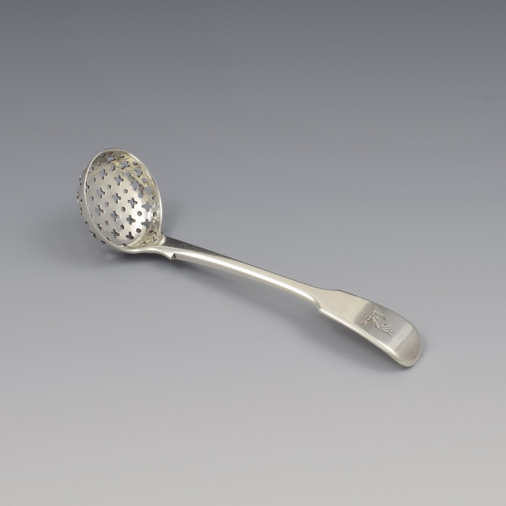 Georgian Silver Fiddle Pattern Spice Sifter Spoon View II