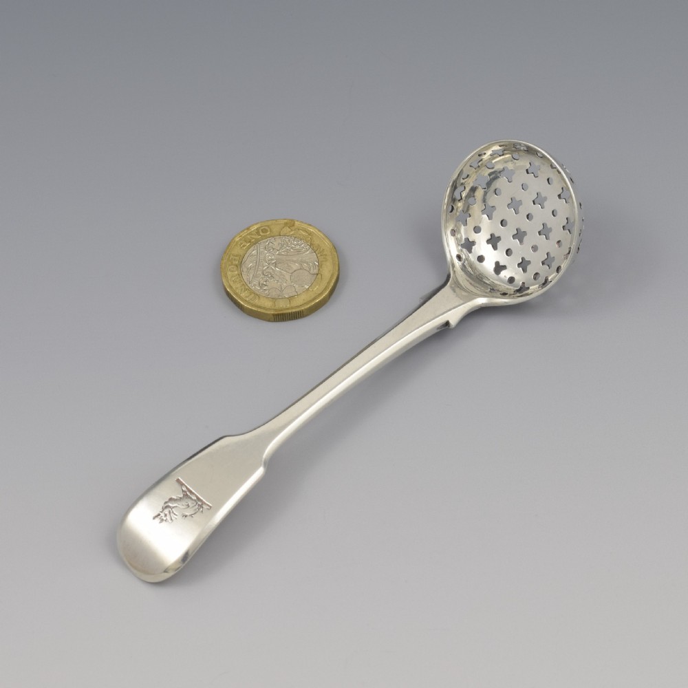 Georgian Silver Fiddle Pattern Spice Sifter Spoon View V