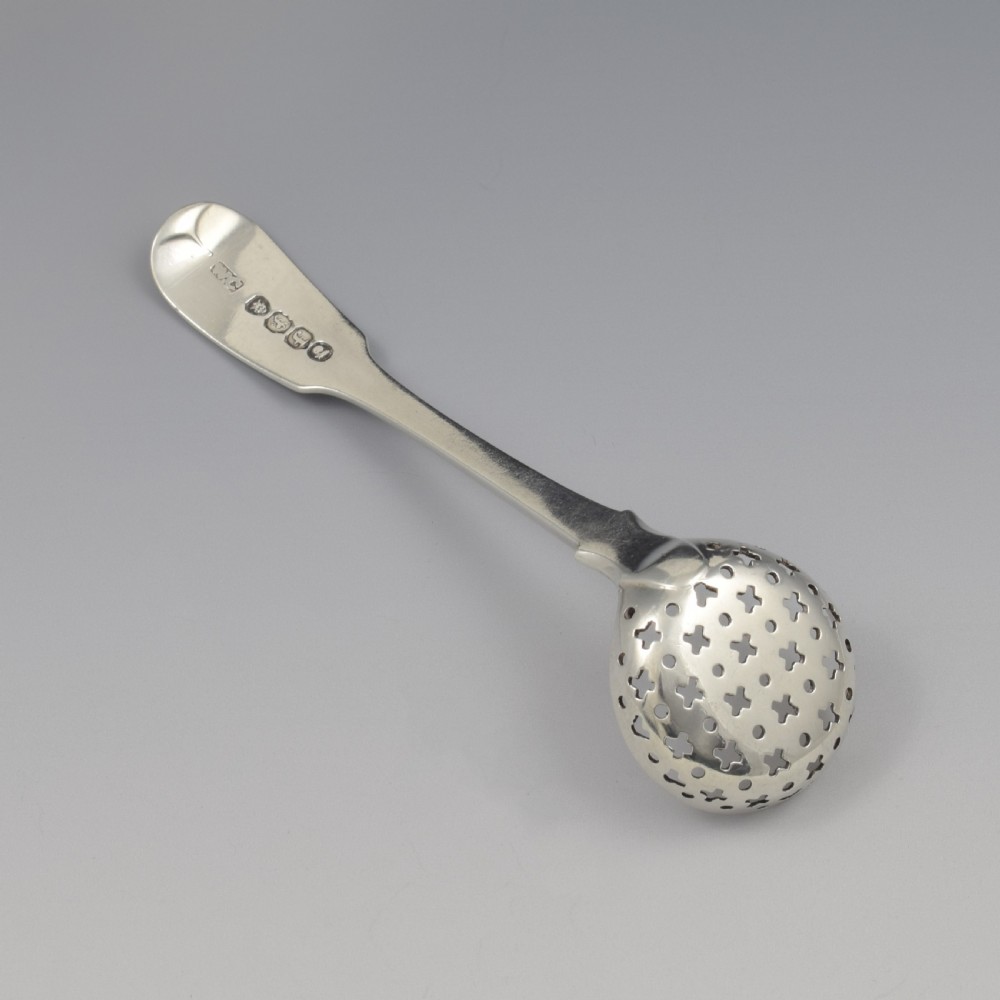 Georgian Silver Fiddle Pattern Spice Sifter Spoon View VI
