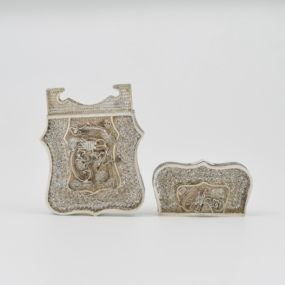 Fine Chinese Export Silver Filigree Card Case c.1870 View VIII