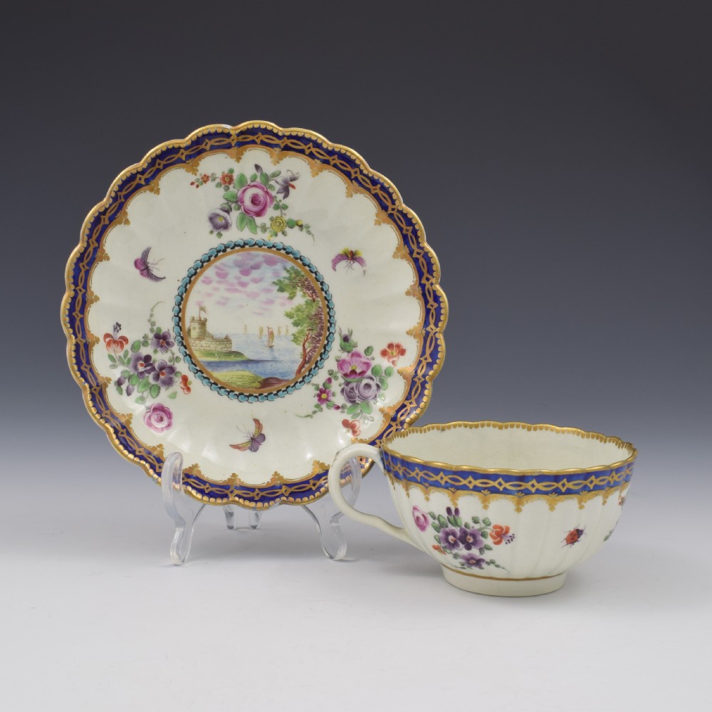 First Period Worcester Porcelain Fluted Dalhousie Cup & Saucer c.1780