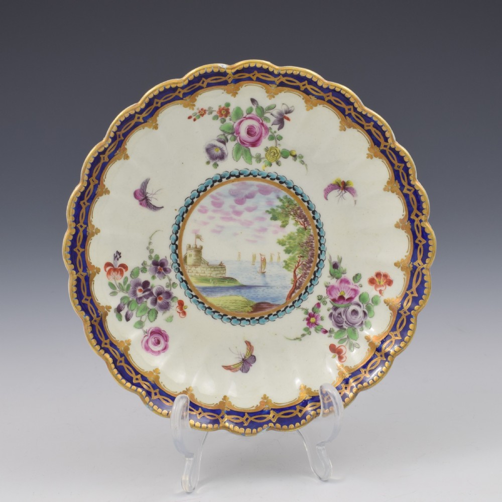 First Period Worcester Porcelain Fluted Dalhousie Cup & Saucer c.1780 View III