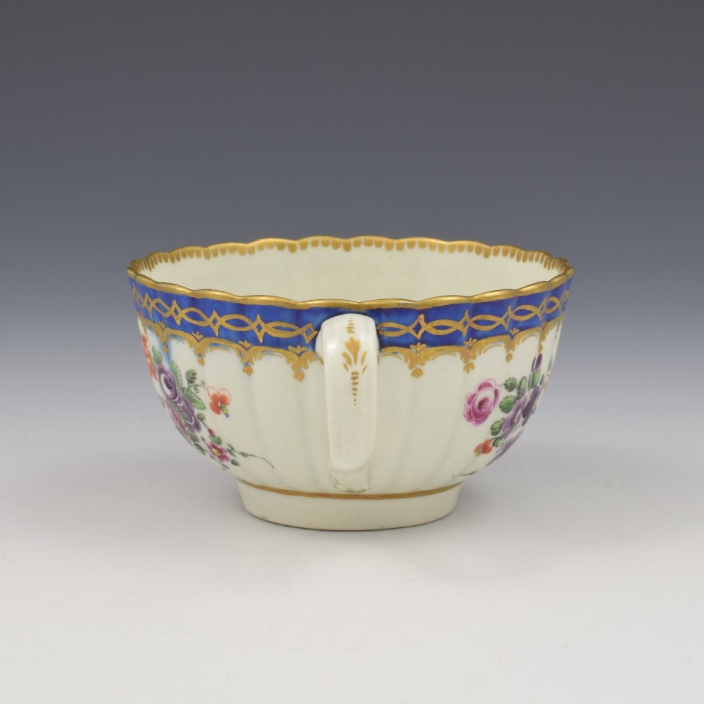 First Period Worcester Porcelain Fluted Dalhousie Cup & Saucer c.1780 View VII