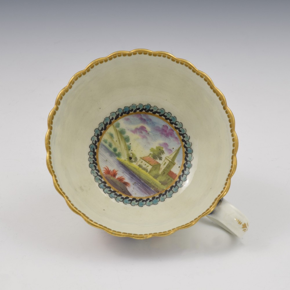 First Period Worcester Porcelain Fluted Dalhousie Cup & Saucer c.1780 View VIII
