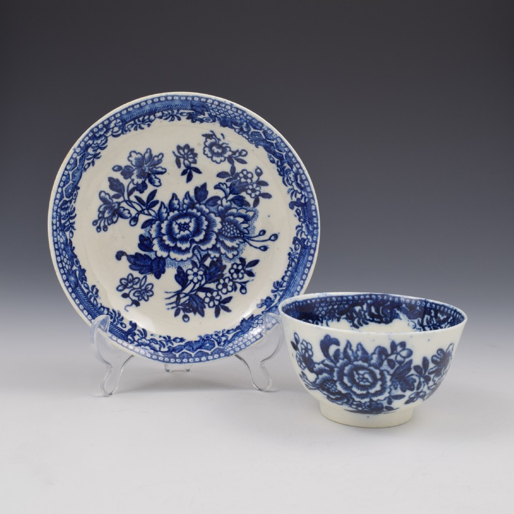 Liverpool Pennington Porcelain Three Stamen Pattern Tea Bowl & Saucer