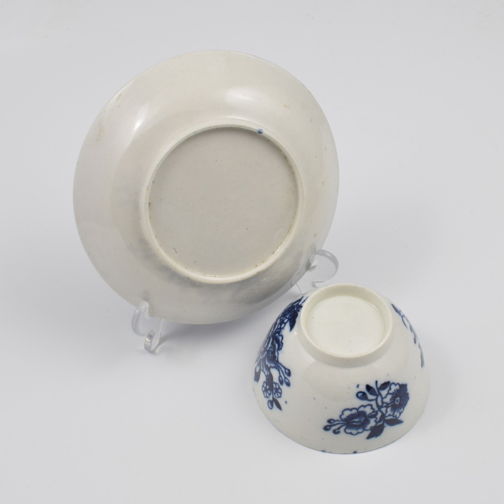 Liverpool Pennington Porcelain Three Stamen Pattern Tea Bowl & Saucer View X