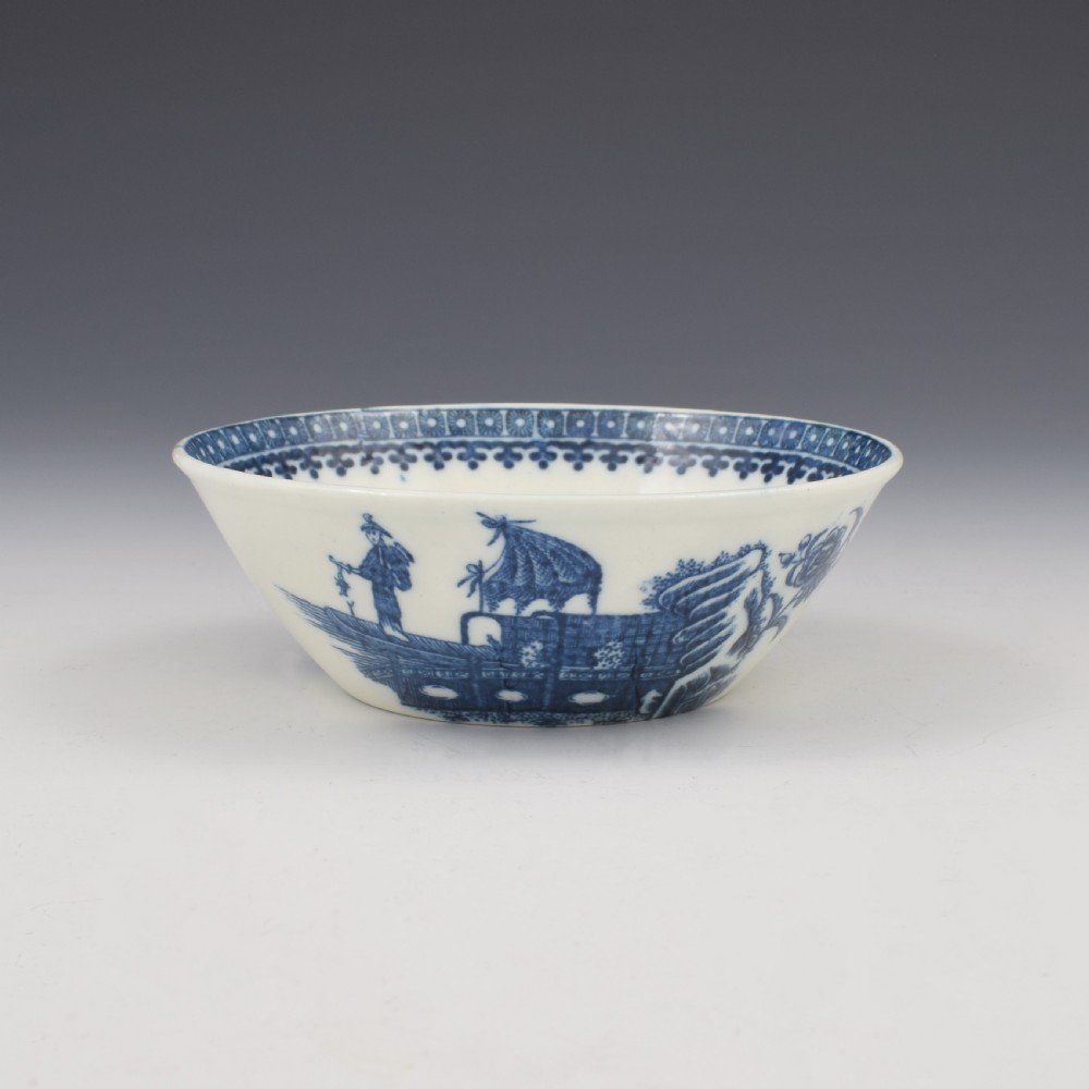 Rare Caughley Porcelain Fisherman Pattern Patty / Tart Pan c.1780-1790