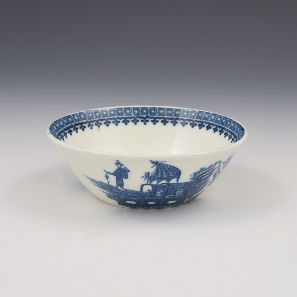 Rare Caughley Porcelain Fisherman Pattern Patty / Tart Pan c.1780-1790 View V