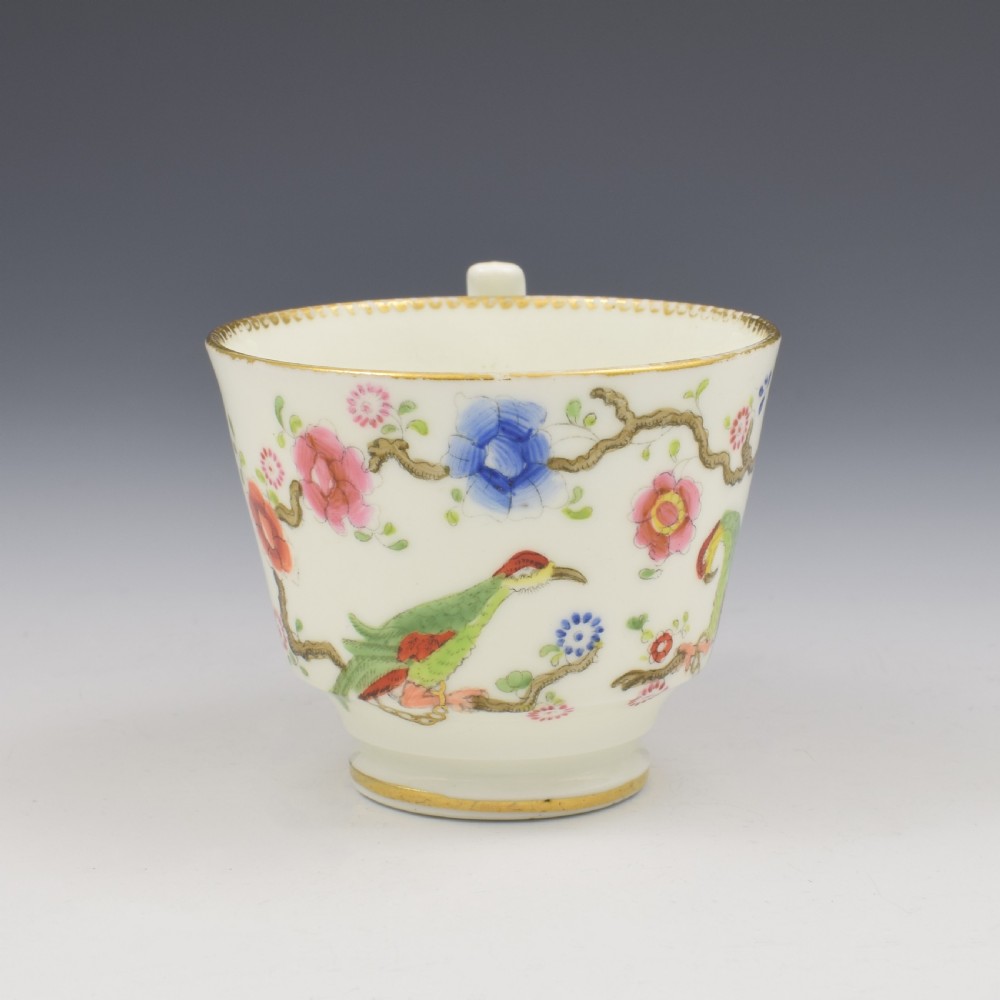 Swansea Porcelain Parakeets In A Tree Coffee Cup & Saucer c.1815 View V