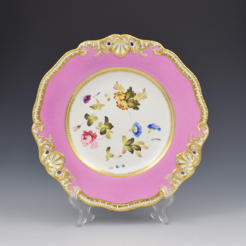 H & R Daniel Porcelain Second Gadroon Pierced Pink Dessert Plate c.1825