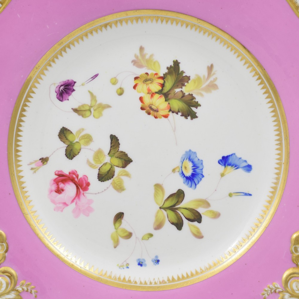 H & R Daniel Porcelain Second Gadroon Pierced Pink Dessert Plate c.1825 View II