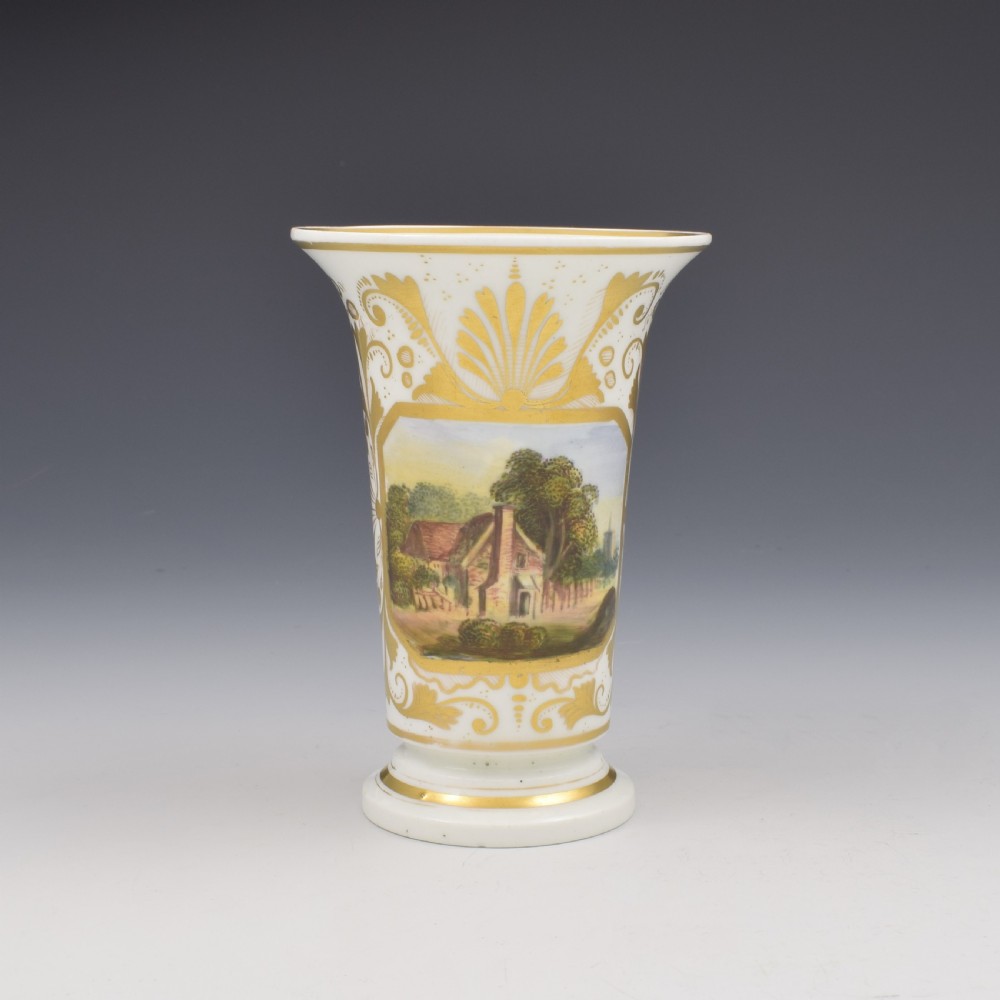 Regency Derby Porcelain Landscape Spill Vase c.1815