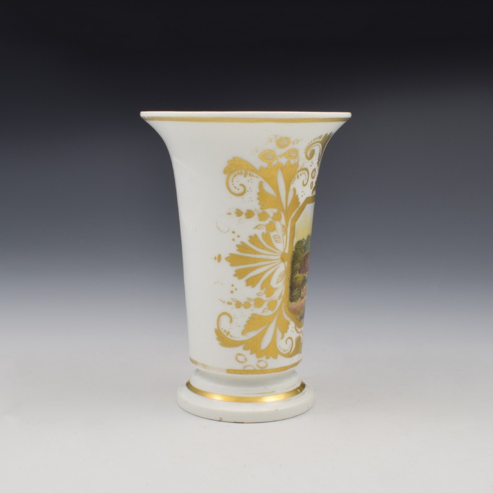 Regency Derby Porcelain Landscape Spill Vase c.1815 View V