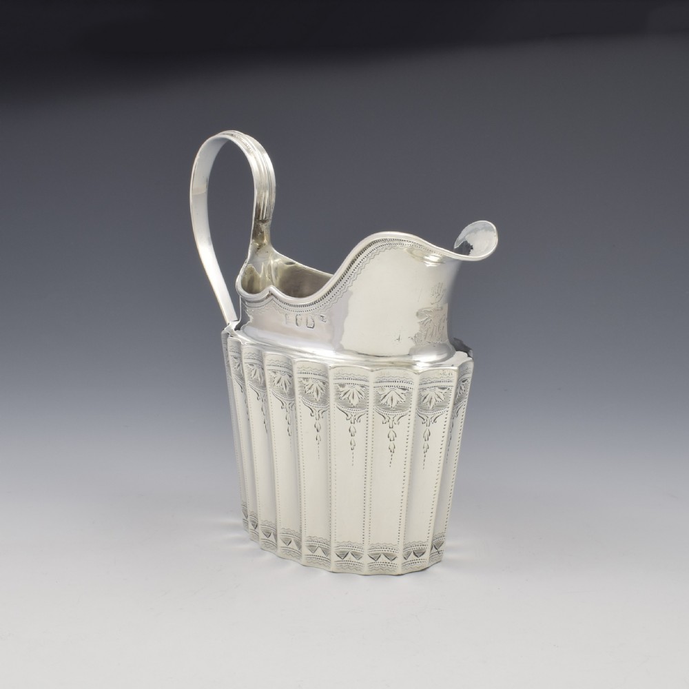 Georgian Irish Fluted Silver Cream Jug Dublin 1801 James Scott View V