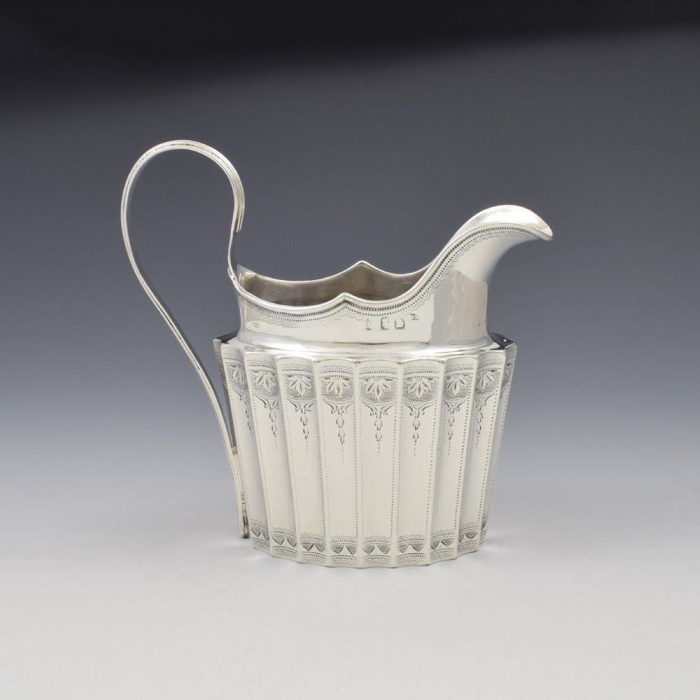 Georgian Irish Fluted Silver Cream Jug Dublin 1801 James Scott View VI