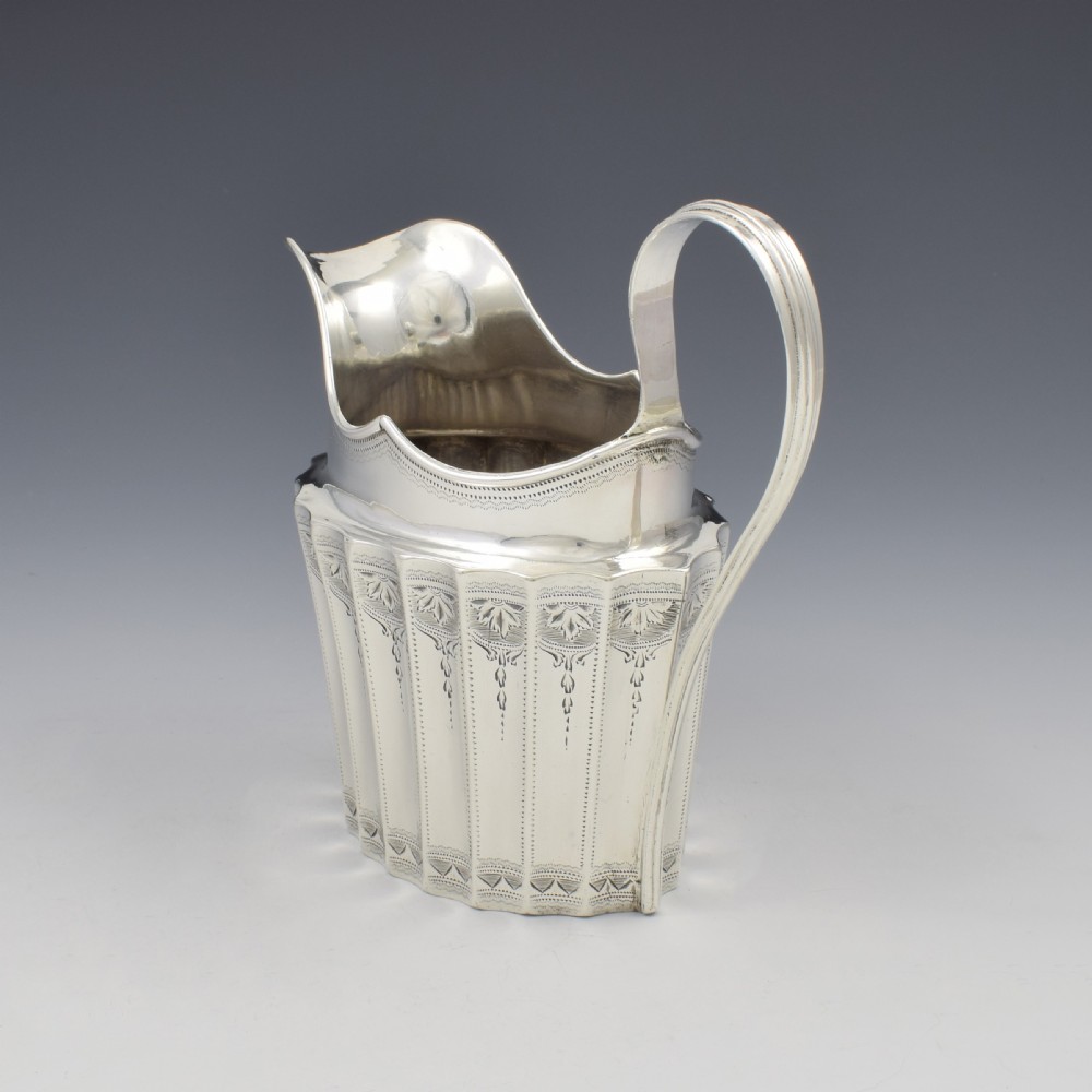 Georgian Irish Fluted Silver Cream Jug Dublin 1801 James Scott View X