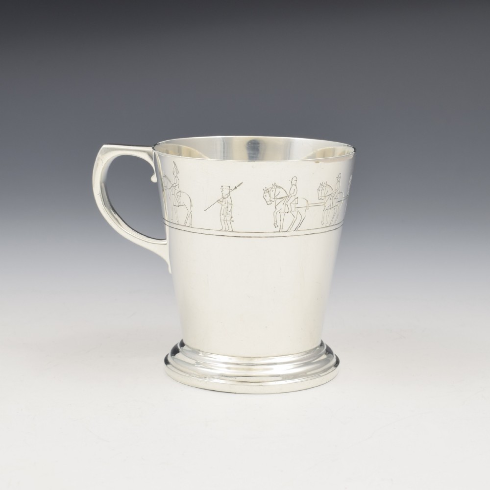 Unusual Coronation Procession Silver Christening Cup 1934 View IV