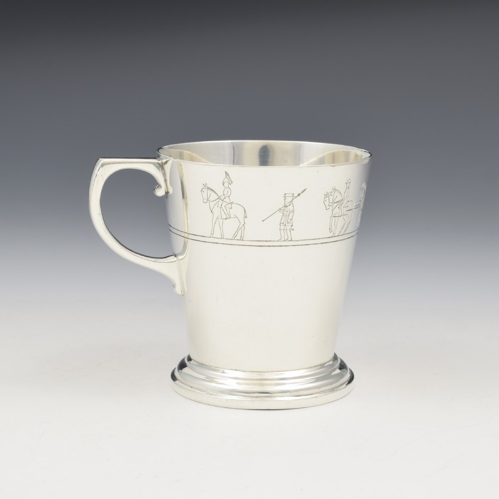 Unusual Coronation Procession Silver Christening Cup 1934 View V