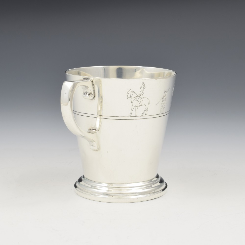 Unusual Coronation Procession Silver Christening Cup 1934 View VI