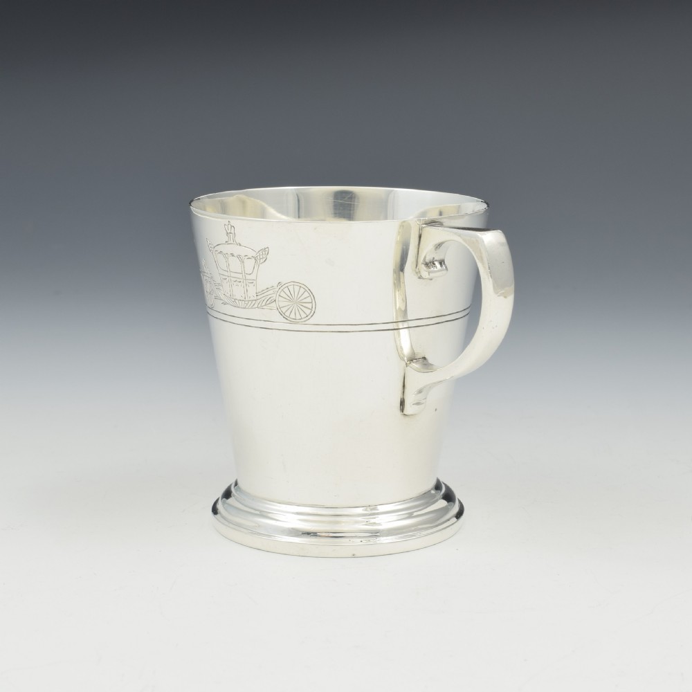 Unusual Coronation Procession Silver Christening Cup 1934 View VII