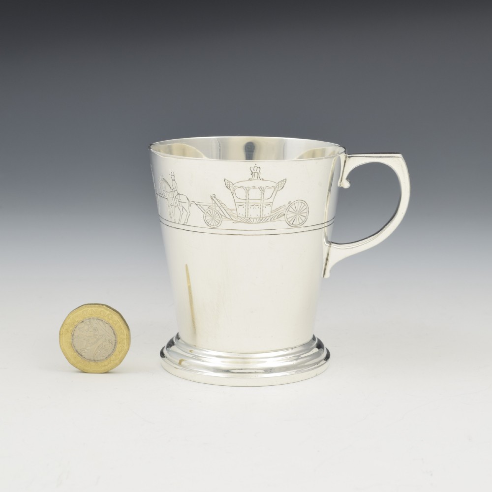 Unusual Coronation Procession Silver Christening Cup 1934 View VIII