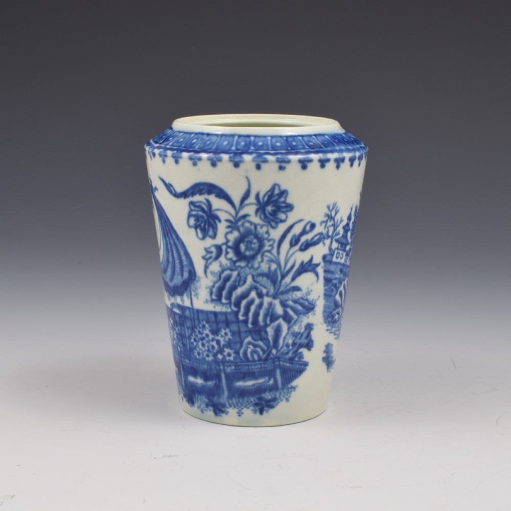 First Period Worcester Porcelain Fisherman Tea Canister c.1780 View II