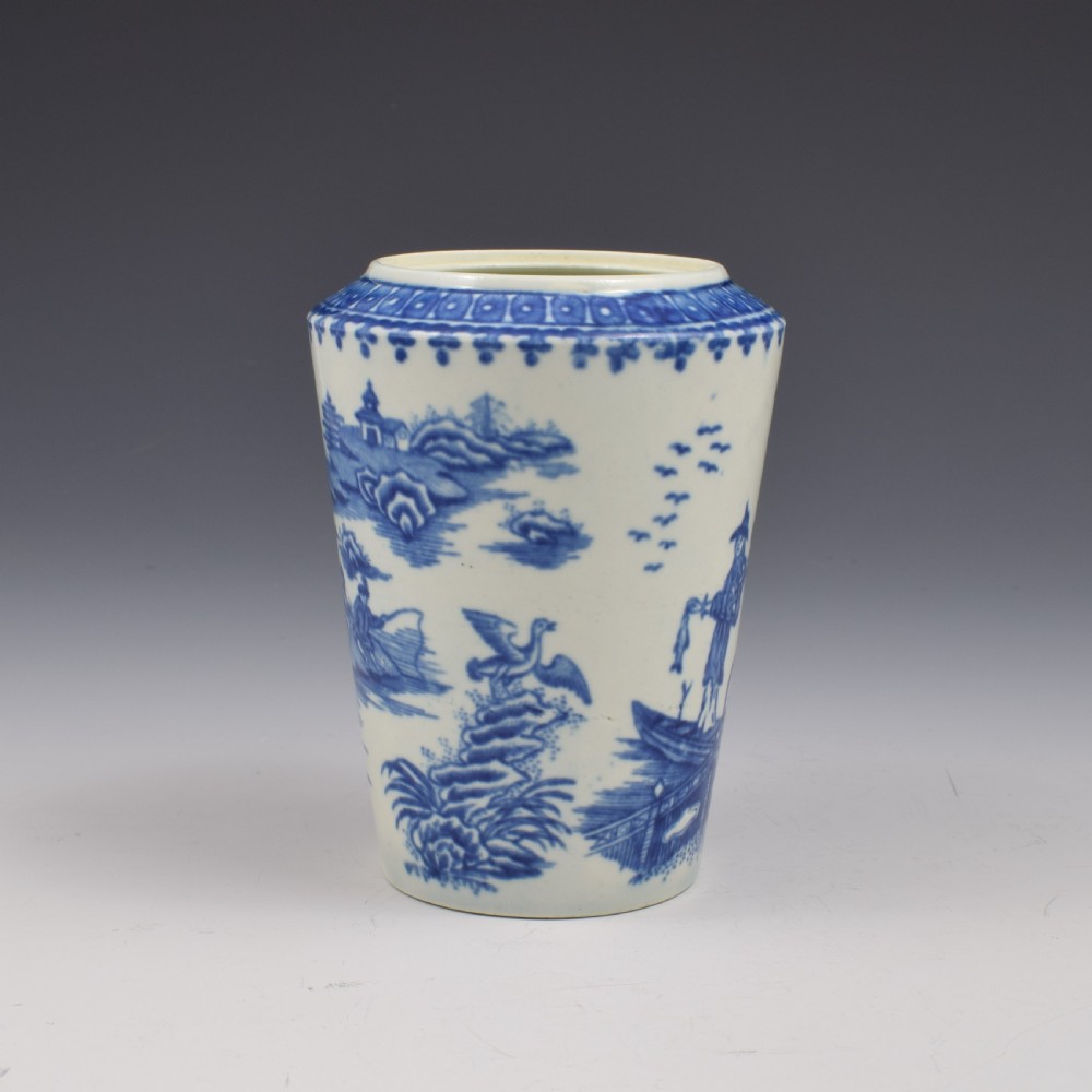First Period Worcester Porcelain Fisherman Tea Canister c.1780 View IV