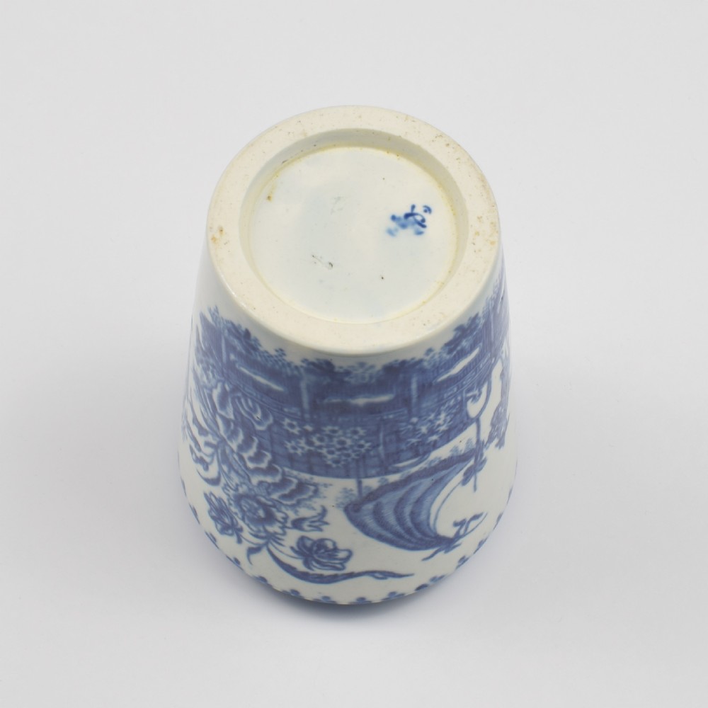 First Period Worcester Porcelain Fisherman Tea Canister c.1780 View V