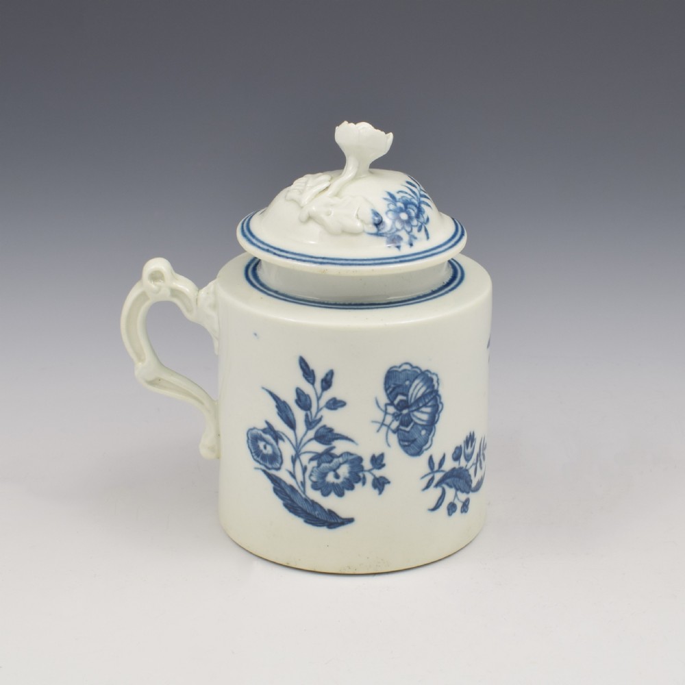 First Period Worcester Porcelain Three Flowers Wet Mustard Pot & Cover c.1770 View VI