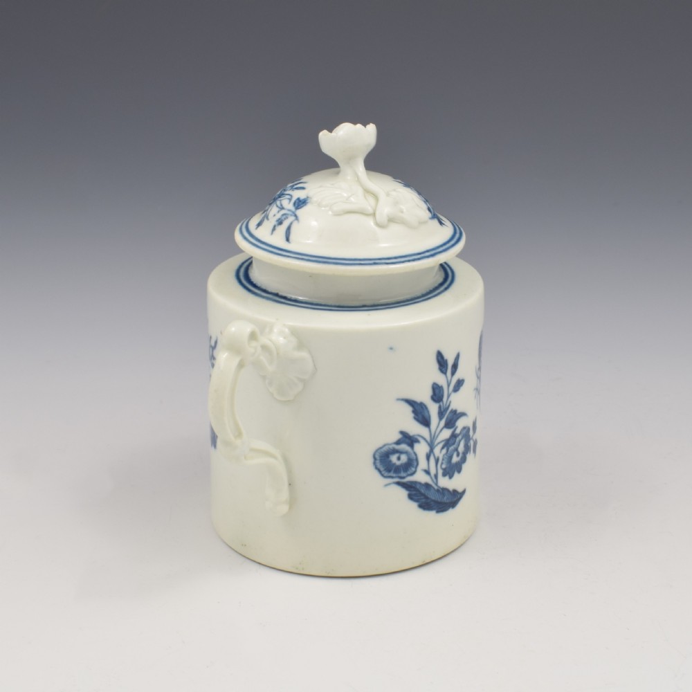 First Period Worcester Porcelain Three Flowers Wet Mustard Pot & Cover c.1770 View VII