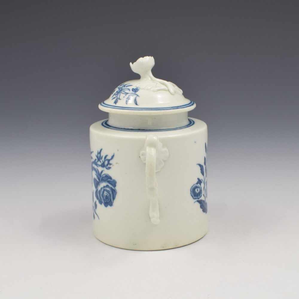 First Period Worcester Porcelain Three Flowers Wet Mustard Pot & Cover c.1770 View VIII