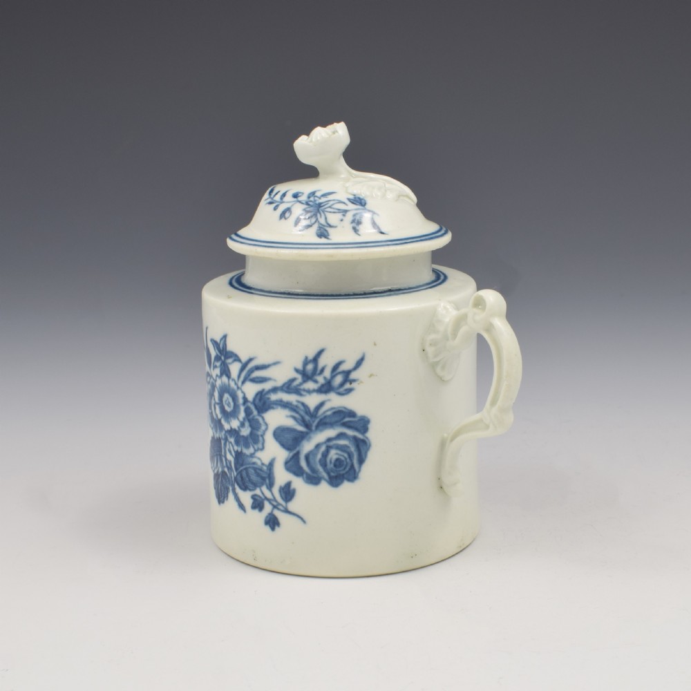 First Period Worcester Porcelain Three Flowers Wet Mustard Pot & Cover c.1770 View IX