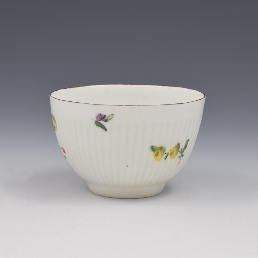Early Derby Porcelain Ribbed Fluted Tea Bowl & Saucer c.1760 View VIII
