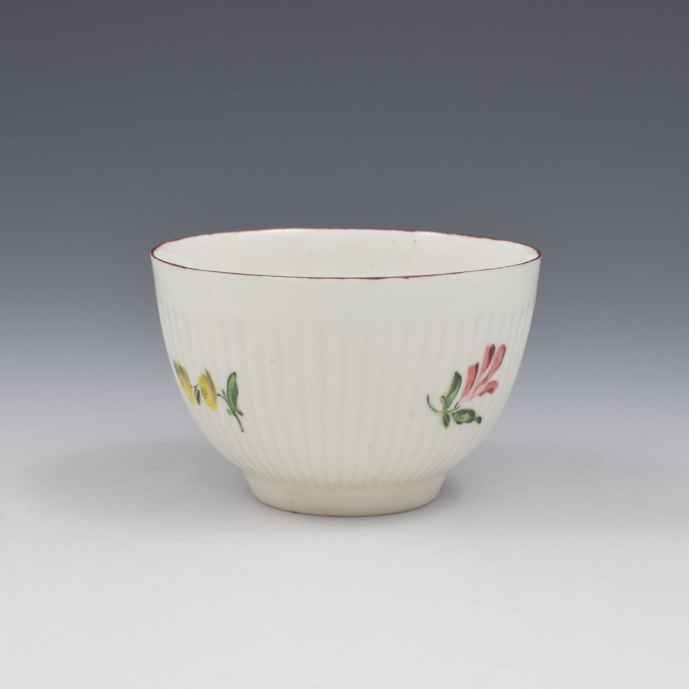 Early Derby Porcelain Ribbed Fluted Tea Bowl & Saucer c.1760 View IX