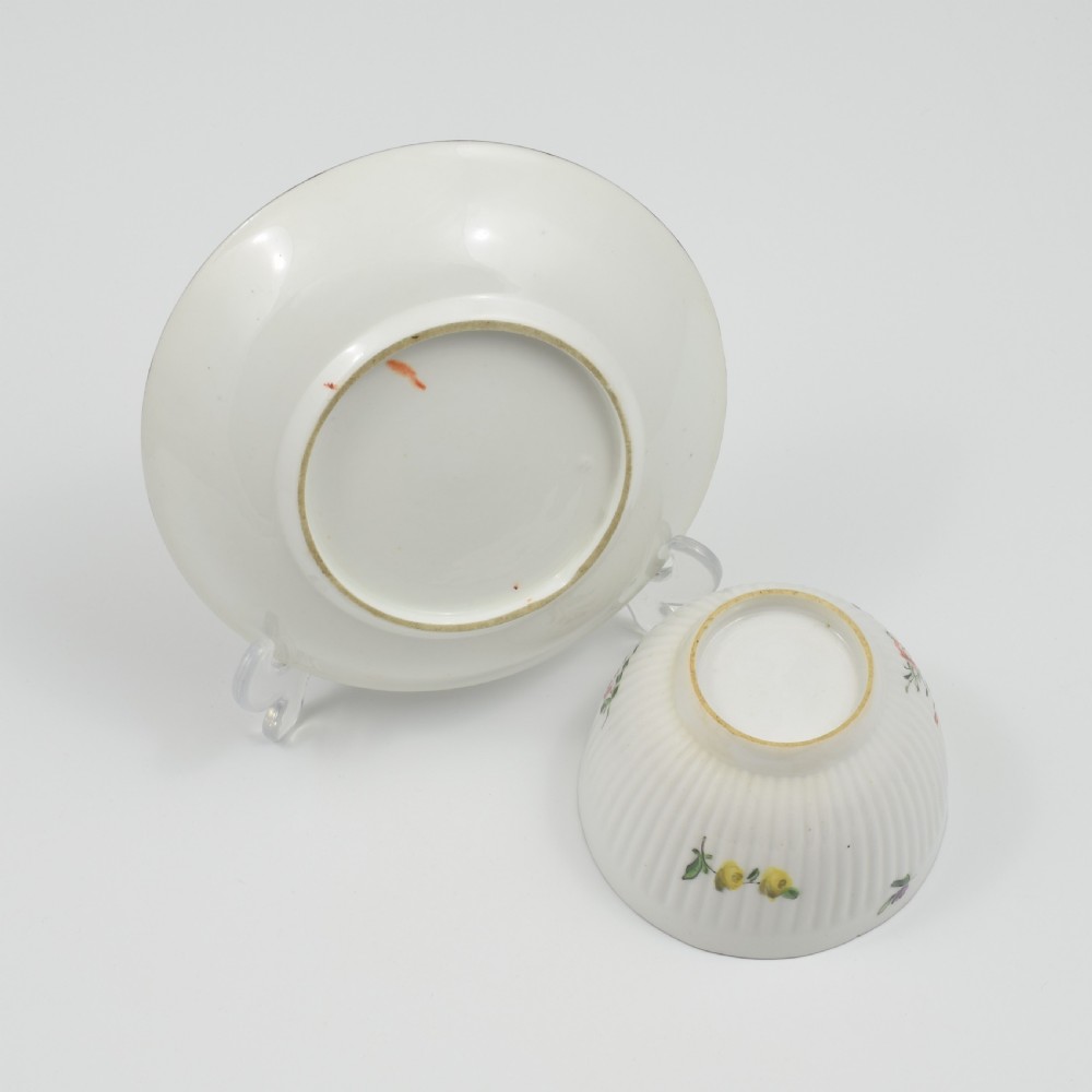 Early Derby Porcelain Ribbed Fluted Tea Bowl & Saucer c.1760 View XII