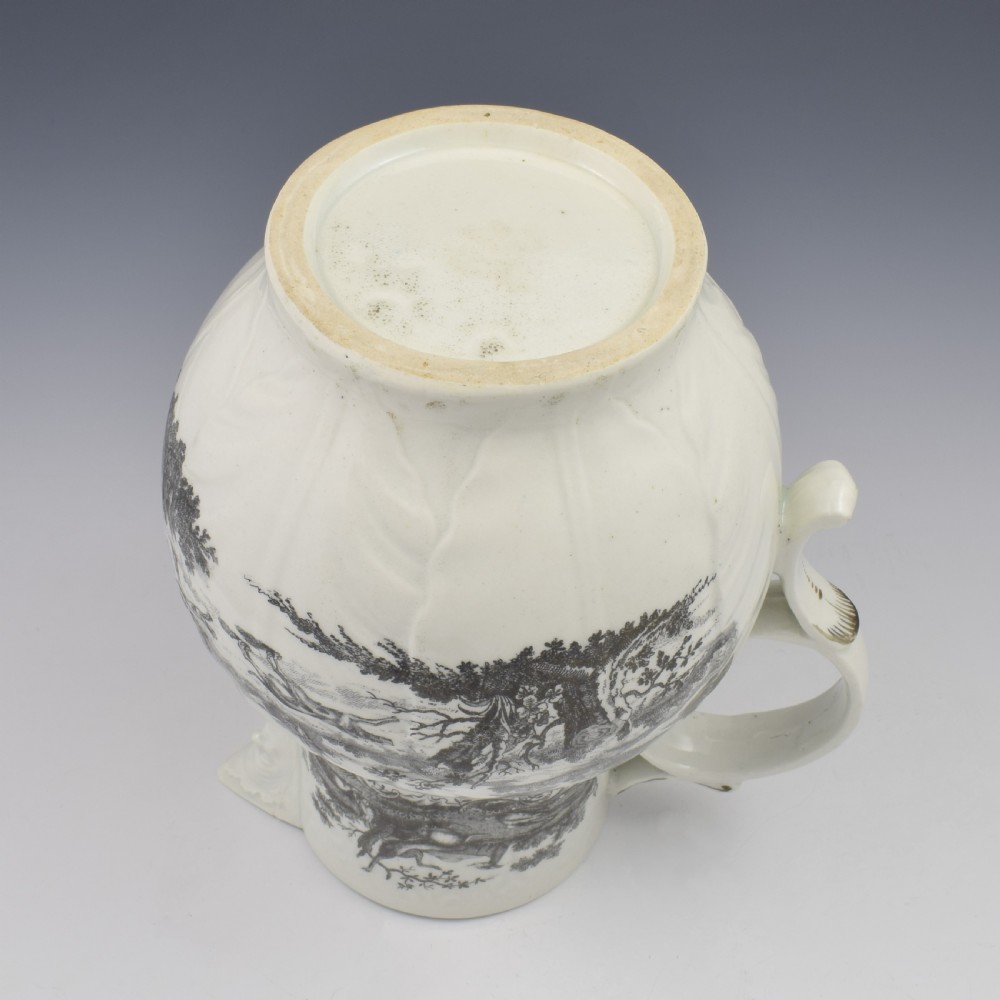 Rare First Period Worcester Porcelain Hancock Printed Mask Jug Success To The Crosby Hunt  View XVIII