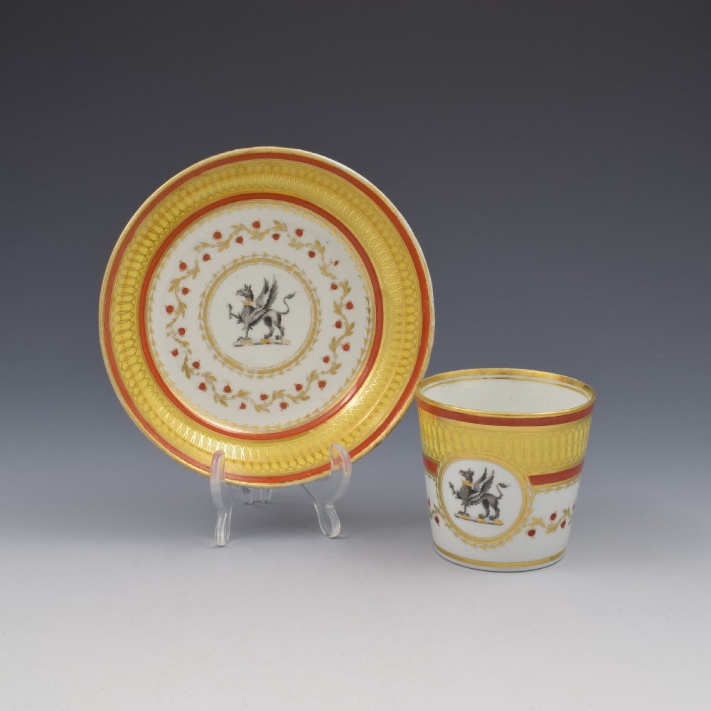 Chamberlain's Worcester Porcelain Armorial Coffee Can & Saucer c.1805