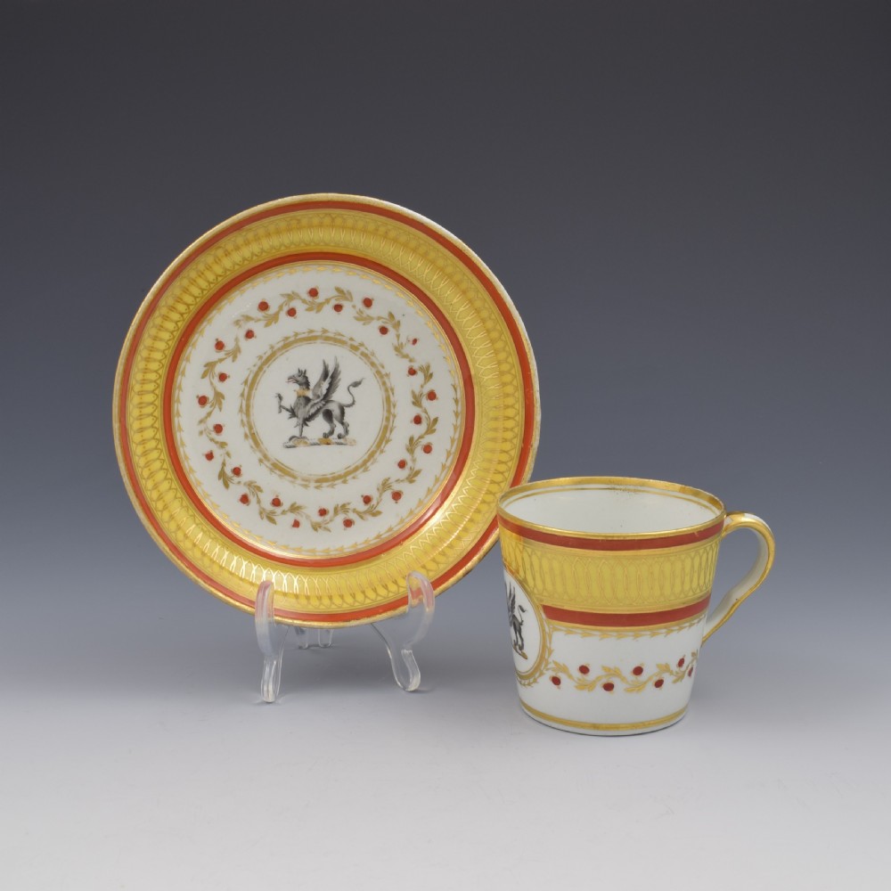 Chamberlain's Worcester Porcelain Armorial Coffee Can & Saucer c.1805 View II