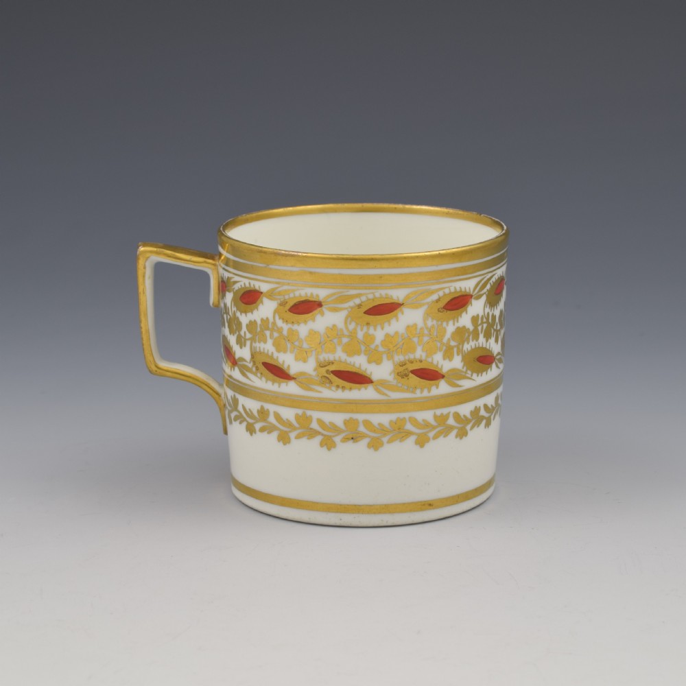 Georgian Coalport Porcelain Coffee Can French / Square Handle c.1805 View III