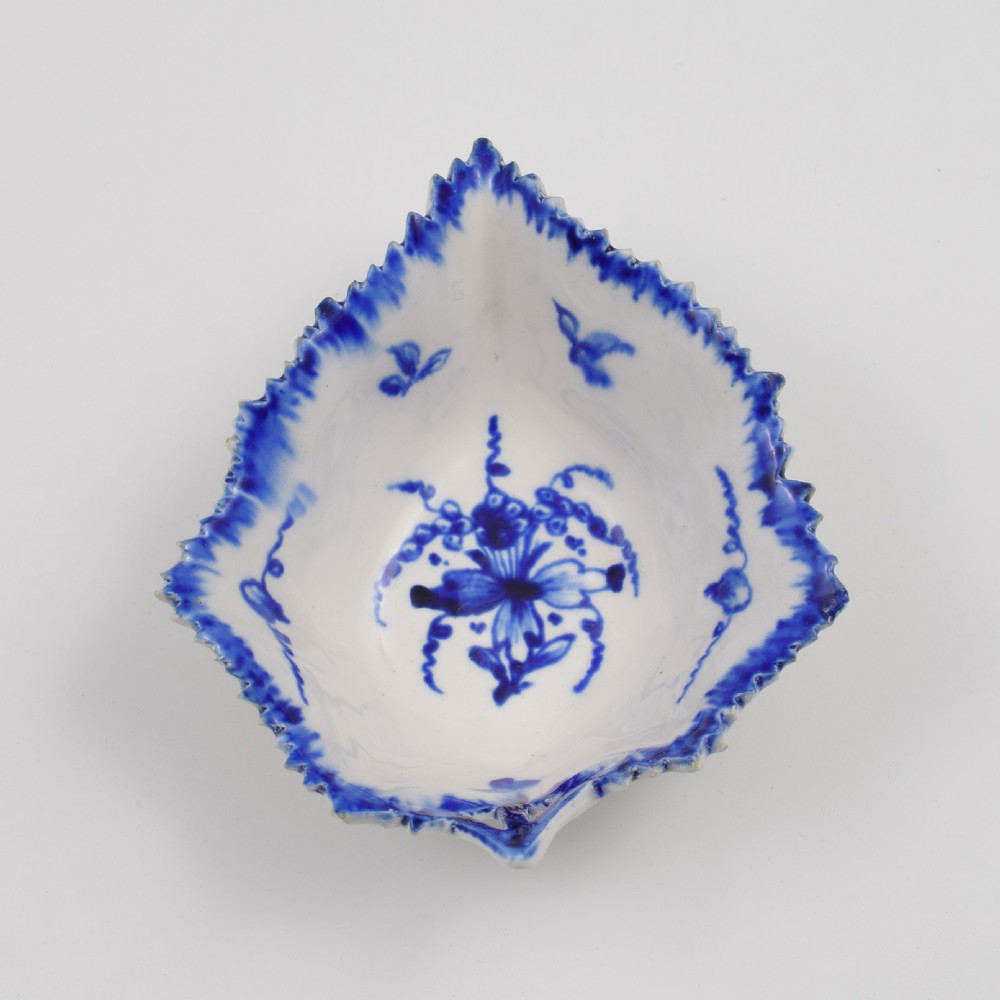 Rare Derby Porcelain Blue & White Vine Leaf Pickle Dish c.1770