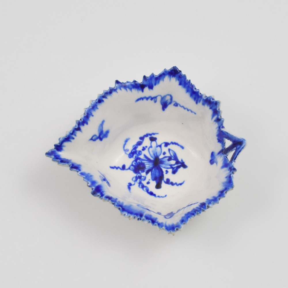 Rare Derby Porcelain Blue & White Vine Leaf Pickle Dish c.1770 View II