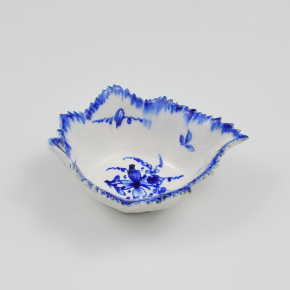 Rare Derby Porcelain Blue & White Vine Leaf Pickle Dish c.1770 View VI