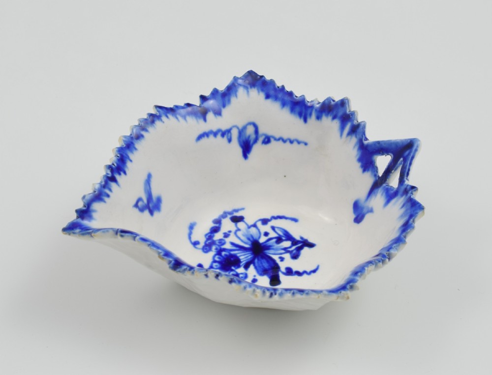 Rare Derby Porcelain Blue & White Vine Leaf Pickle Dish c.1770 View IX