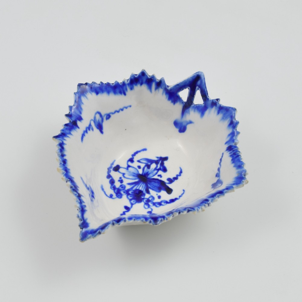 Rare Derby Porcelain Blue & White Vine Leaf Pickle Dish c.1770 View X
