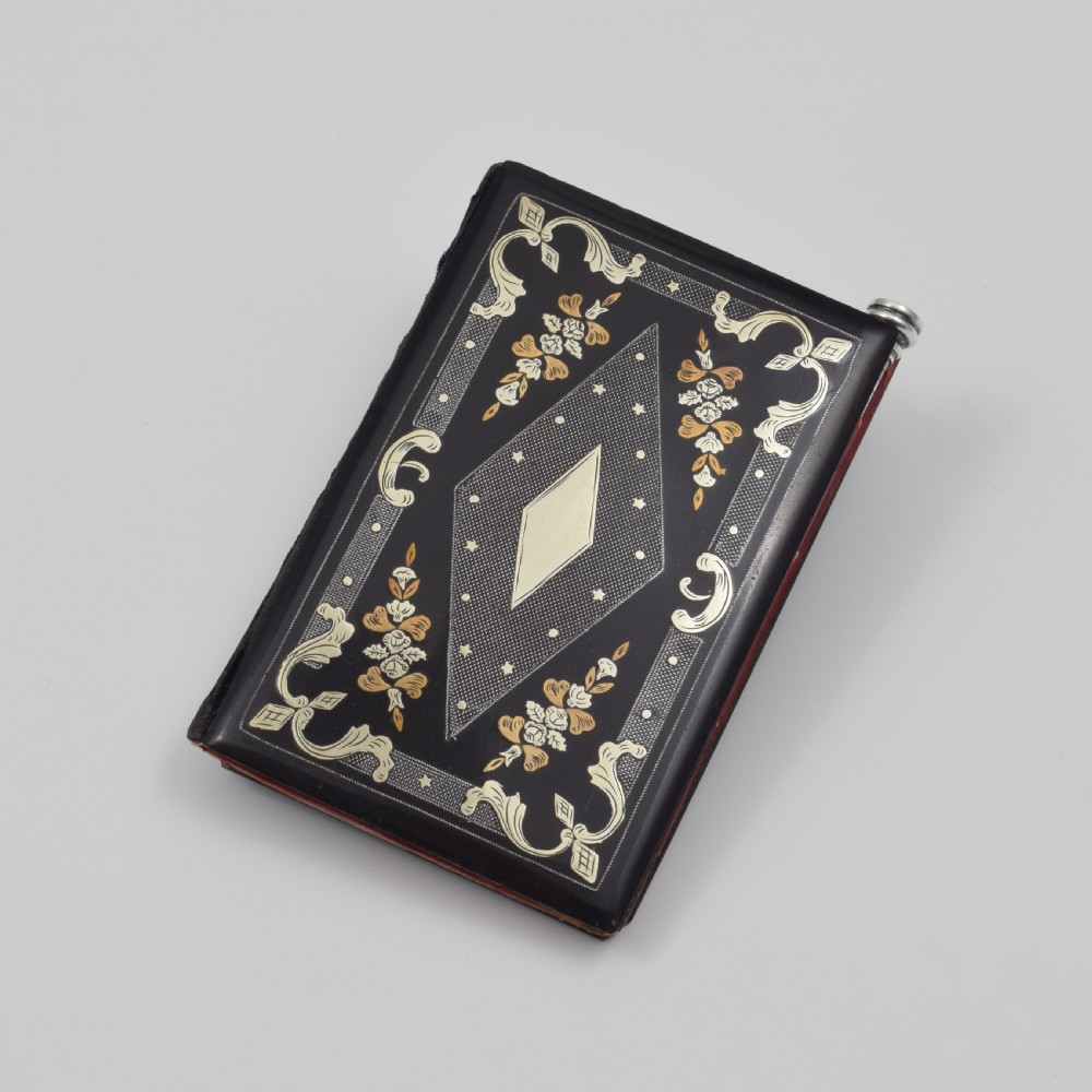 French Lacquered Silver & Gold Inlay Aide Memoire Sampson Mordan Silver & Citrine Pencil View II