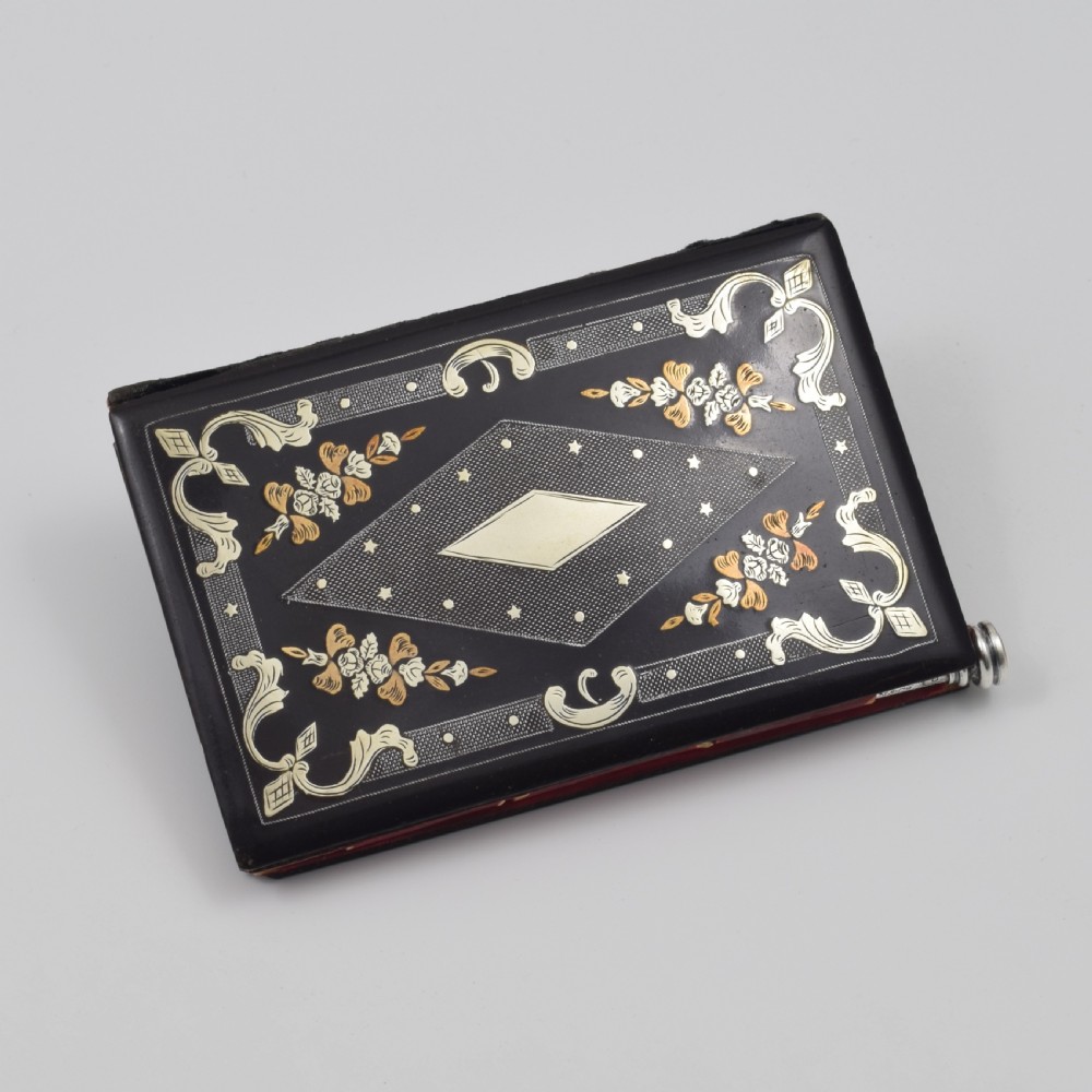 French Lacquered Silver & Gold Inlay Aide Memoire Sampson Mordan Silver & Citrine Pencil View III